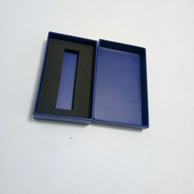 Small Size Lid And Base Bax Blue Usb Packaging Box With Black EVA Insert
