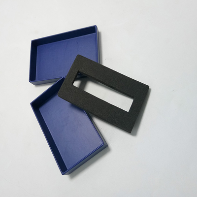 Small Size Lid And Base Bax Blue Usb Packaging Box With Black EVA Insert