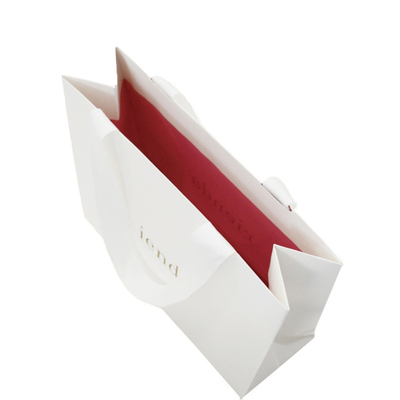 Luxury Printed Ribbon Handle Bags Textured Recyled Gift Bags Gold LOGO