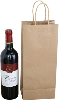 Eco Friendly Printed Recycled Paper Bags Kraft Shopping Paper Wine Bag