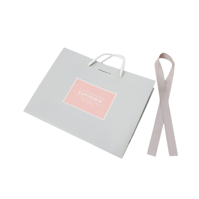 Eco Recycled Gift Bags 200gsm White Kraft Paper Wedding Drawstring Bags
