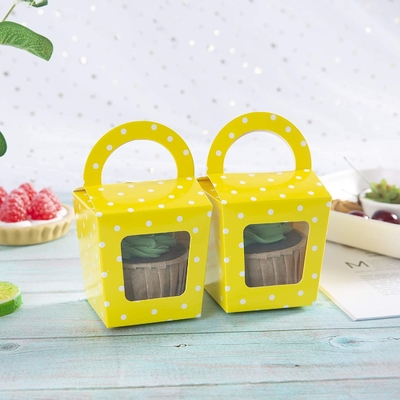 Recyclable Small Cardboard Cake Boxes , Disposable Paper Cupcake Holders