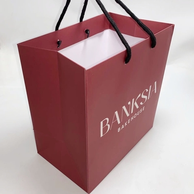 Foldable Recycled Gift Bags Custom Shopping Paper Bags With Logo BV Approved