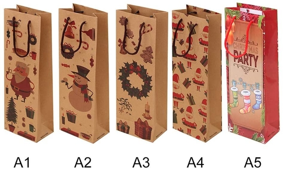 Reusable Kraft Paper Packing Bags Christmas Gift Handbags With Handle
