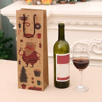 Reusable Kraft Paper Packing Bags Christmas Gift Handbags With Handle