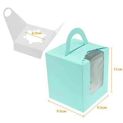 Single Cupcake Muffin Cardboard Dessert Boxes With Clear Window Gift Box
