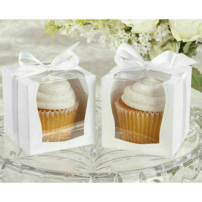 Single Individual Cake Cardboard Box CYMK Printing With Display Window