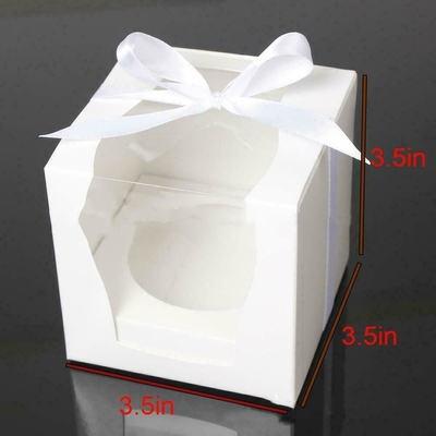 Single Individual Cake Cardboard Box CYMK Printing With Display Window