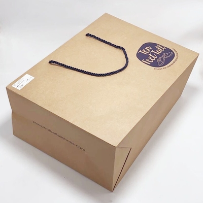 Recycled Kraft Paper Bags Custom Printed Paper Gift Bags With Nylon Rope
