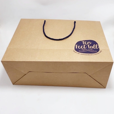Recycled Kraft Paper Bags Custom Printed Paper Gift Bags With Nylon Rope