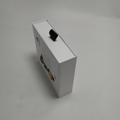 White Makeup Packaging Boxes Paper Cardboard Drawer Box With Black Ribbon