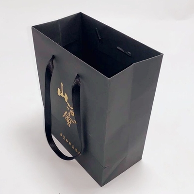 Coffee / Gift Kraft Paper Bags Grocery Shopping With Gold Foil Stamp Logo