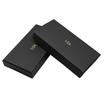 Empty Chocolate Packing Boxes 300gsm Black Card Gold Stamping Surface Logo