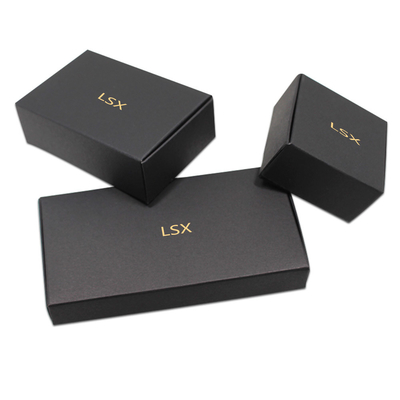 Empty Chocolate Packing Boxes 300gsm Black Card Gold Stamping Surface Logo