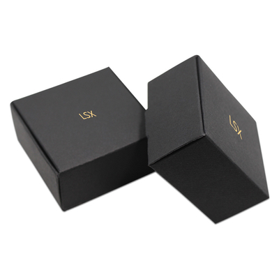 Empty Chocolate Packing Boxes 300gsm Black Card Gold Stamping Surface Logo