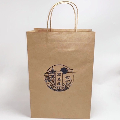 Foldable Carry Food Kraft Paper Bag Custom Printed Paper Bags With Handles