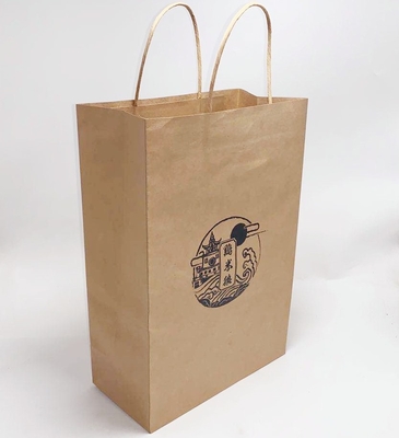 Foldable Carry Food Kraft Paper Bag Custom Printed Paper Bags With Handles