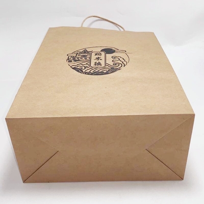 Foldable Carry Food Kraft Paper Bag Custom Printed Paper Bags With Handles
