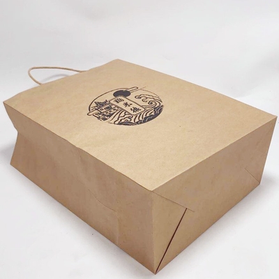 Foldable Carry Food Kraft Paper Bag Custom Printed Paper Bags With Handles