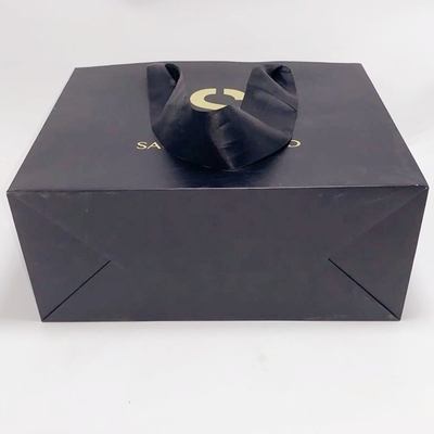 Exquisite Black Kraft Paper Bag Silk Handle Custom Printed Paper Shopping Bags