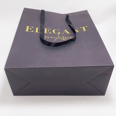 Clothing Custom Printed Paper Bags Personalised Kraft Bags With Ribbon Handle