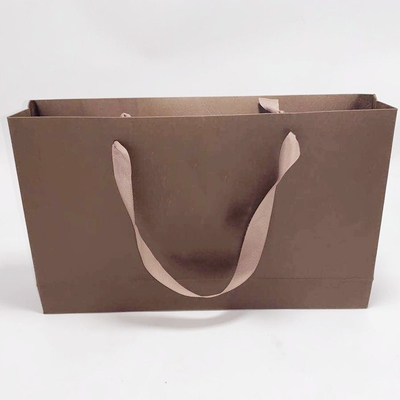 High End Kraft Paper Bag Printed Ribbon Handle Bags Carry Gift 31.5 X 6.4 X 19cm