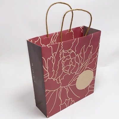 Light Colored Paper Merchandise Bags Stand Up Kraft Paper Bag Eco Friendly