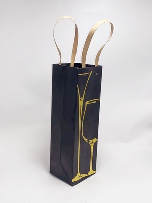 Red Wine Personalised Paper Bags 0.30mm Thickness With Hot Stamping Surface
