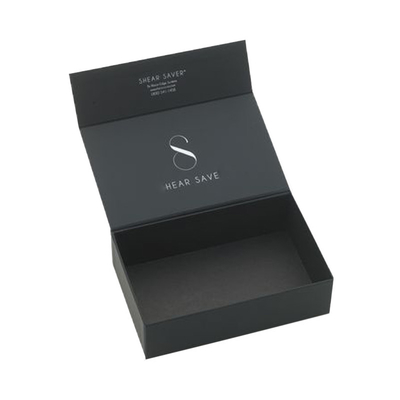 Book Style Empty Cosmetic Boxes Black Paperboard With Magnetic Closure