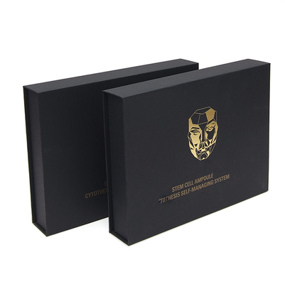 Book Style paper cardboard boxes Cosmetic Packaging Boxes Recyclable Black Color