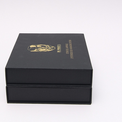 Book Style paper cardboard boxes Cosmetic Packaging Boxes Recyclable Black Color