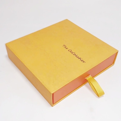 Yellow Color Jewelry Paper Box Recycled Paper Jewelry Boxes Environment Friendly