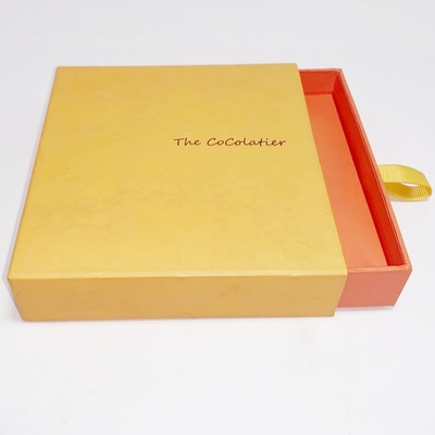 Yellow Color Jewelry Paper Box Recycled Paper Jewelry Boxes Environment Friendly