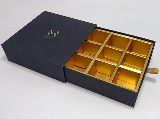 Biodegradable Chocolate Packing Boxes Gold Color Interior CMYK 4 Colors