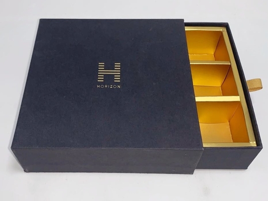 Biodegradable Chocolate Packing Boxes Gold Color Interior CMYK 4 Colors