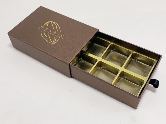 Customized Exquisite Chocolate Packing Boxes With Gold Color Inner Holder