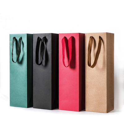 Personalised Kraft Bags Printed Bottle Gift Carry Packaging Environmental Friendly