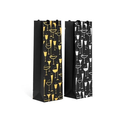 Printed Bottle Gift Packing Boxes Carry Packaging Paper Wine Bags Durable