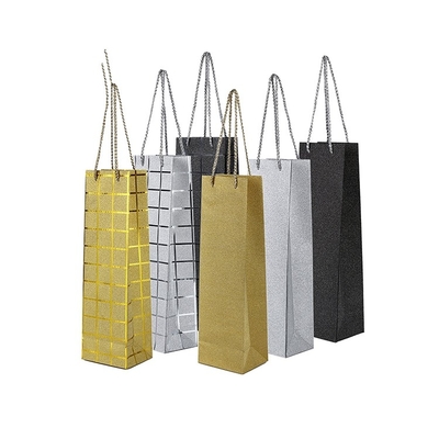 Printed Bottle Gift Packing Boxes Carry Packaging Paper Wine Bags Durable