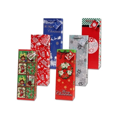 Printed Bottle Gift Packing Boxes Carry Packaging Paper Wine Bags Durable