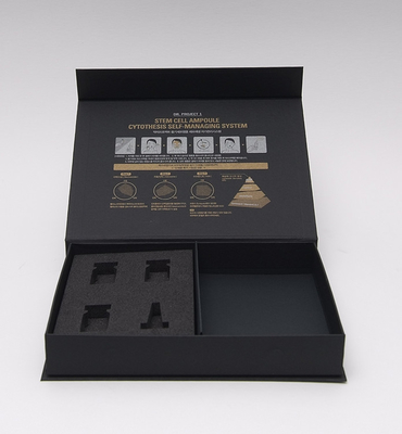 Black Packaging Boxes Gift Package Paper Rigid Box With Insert Foam / Card
