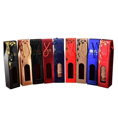 Colorful Wine Bottle Gift Bag Custom Bottle Packaging Bag Golden Foil Printing