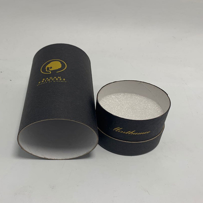 Black Card Cylindrical Paper Box Gold Hot Stamping Cardboard Cylinder Tubes