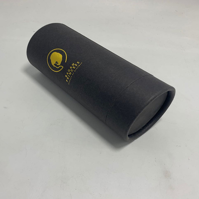 Black Card Cylindrical Paper Box Gold Hot Stamping Cardboard Cylinder Tubes