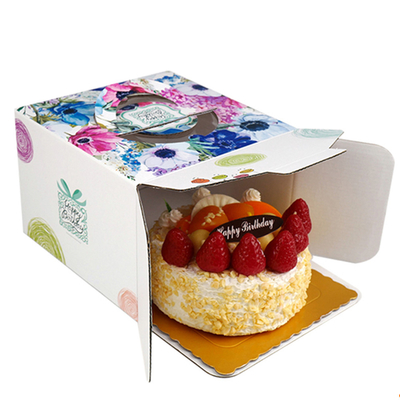 Cardboard Cupcake Boxes Birthday Cake Box With Handle Curragated Material