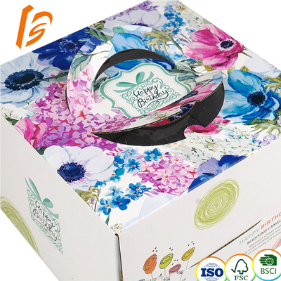 Cardboard Cupcake Boxes Birthday Cake Box With Handle Curragated Material