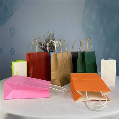 Grocery White Brown Kraft Paper Gift Bag With Handle