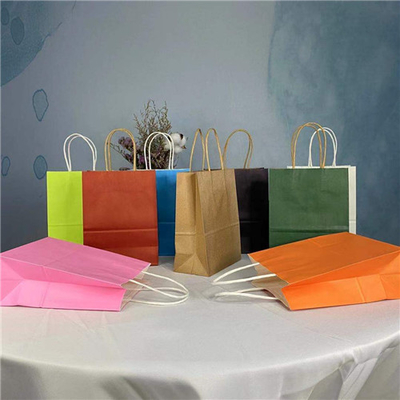 Grocery White Brown Kraft Paper Gift Bag With Handle