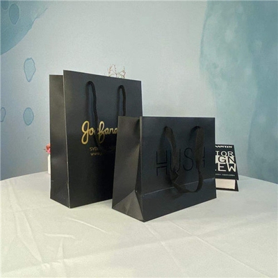 Black Logo Custom Printed Paper Bags For Shopping