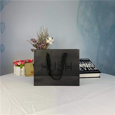 Black Logo Custom Printed Paper Bags For Shopping